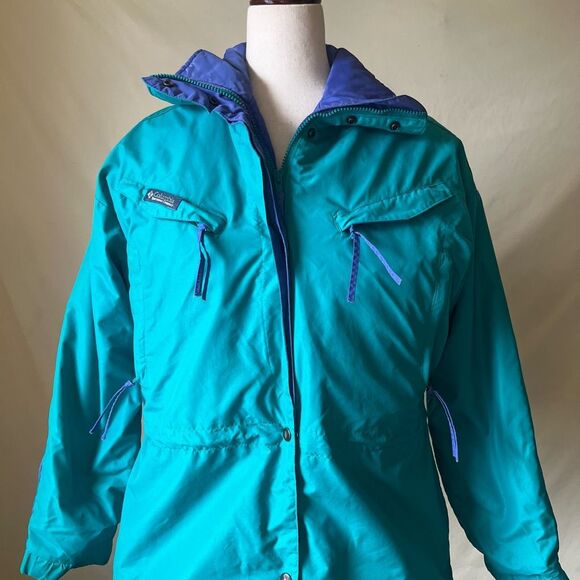 Vintage Columbia 3-in-1 Reversible Ski Jacket Women's Medium Blue Green 90s - Picture 4 of 7